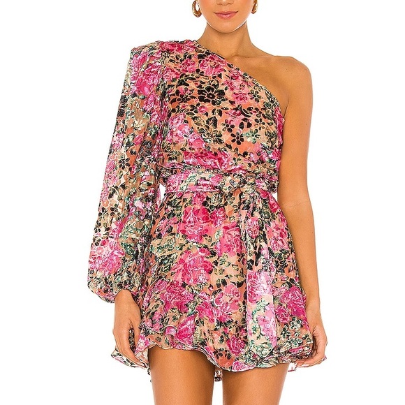 HEMANT& NANDITA- Kilim One Shoulder Short Dress in pink size